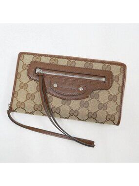 Gucci Wallet GG Canvas Leather Beige Brown